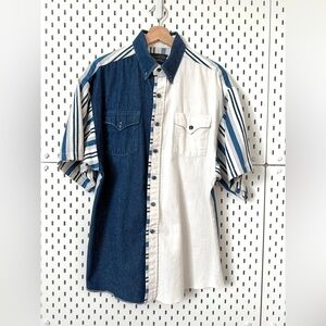 Panhandle SlimTwo-Tone Blue and White Men's Shirt